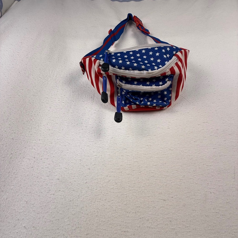 Unbranded Fanny Pack Unisex OS Red White Blue American Flag Stars Stripes Bag